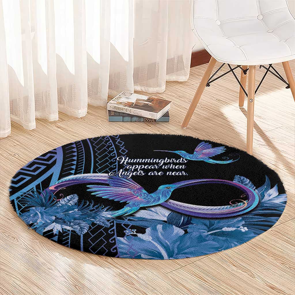 Polynesian Memorial Round Carpet Hummingbirds Appear When Angels Are Near LT14