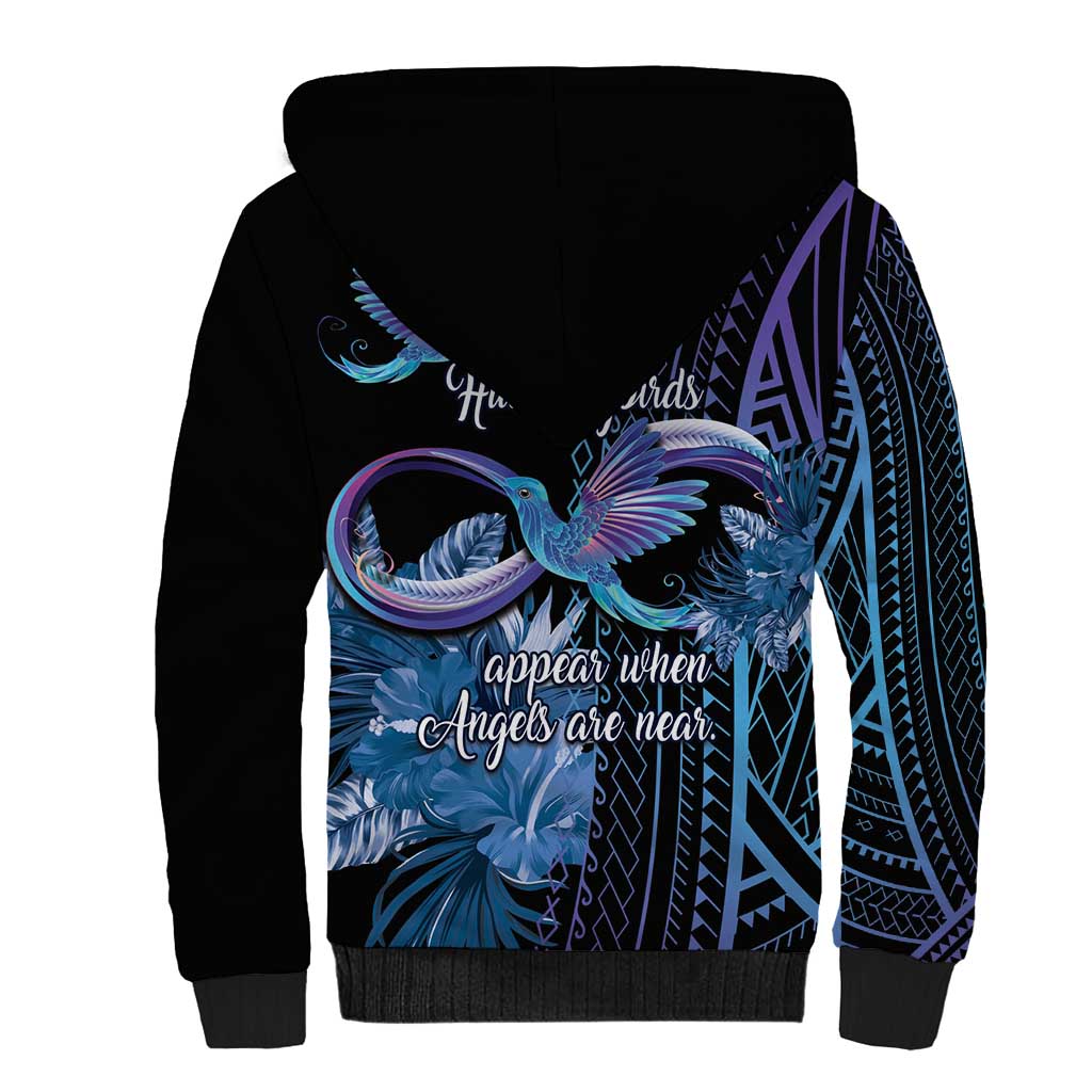 Polynesian Memorial Sherpa Hoodie Hummingbirds Appear When Angels Are Near LT14 - Polynesian Pride