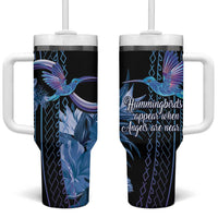 Polynesian Memorial Tumbler With Handle Hummingbirds Appear When Angels Are Near LT14 One Size: 40 oz Black - Polynesian Pride