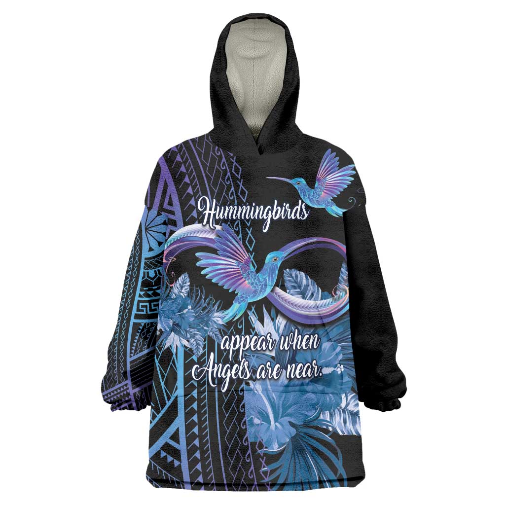 Polynesian Memorial Wearable Blanket Hoodie Hummingbirds Appear When Angels Are Near LT14