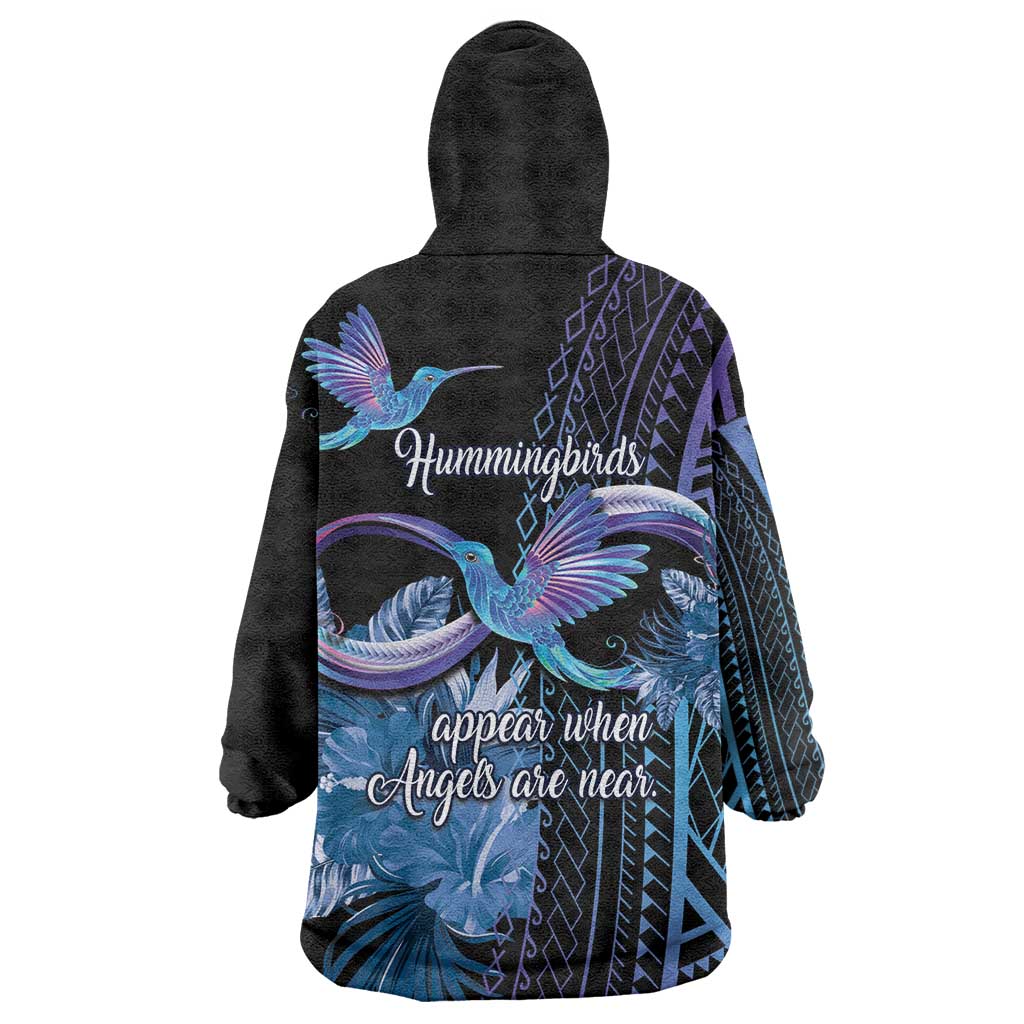 Polynesian Memorial Wearable Blanket Hoodie Hummingbirds Appear When Angels Are Near LT14 - Polynesian Pride