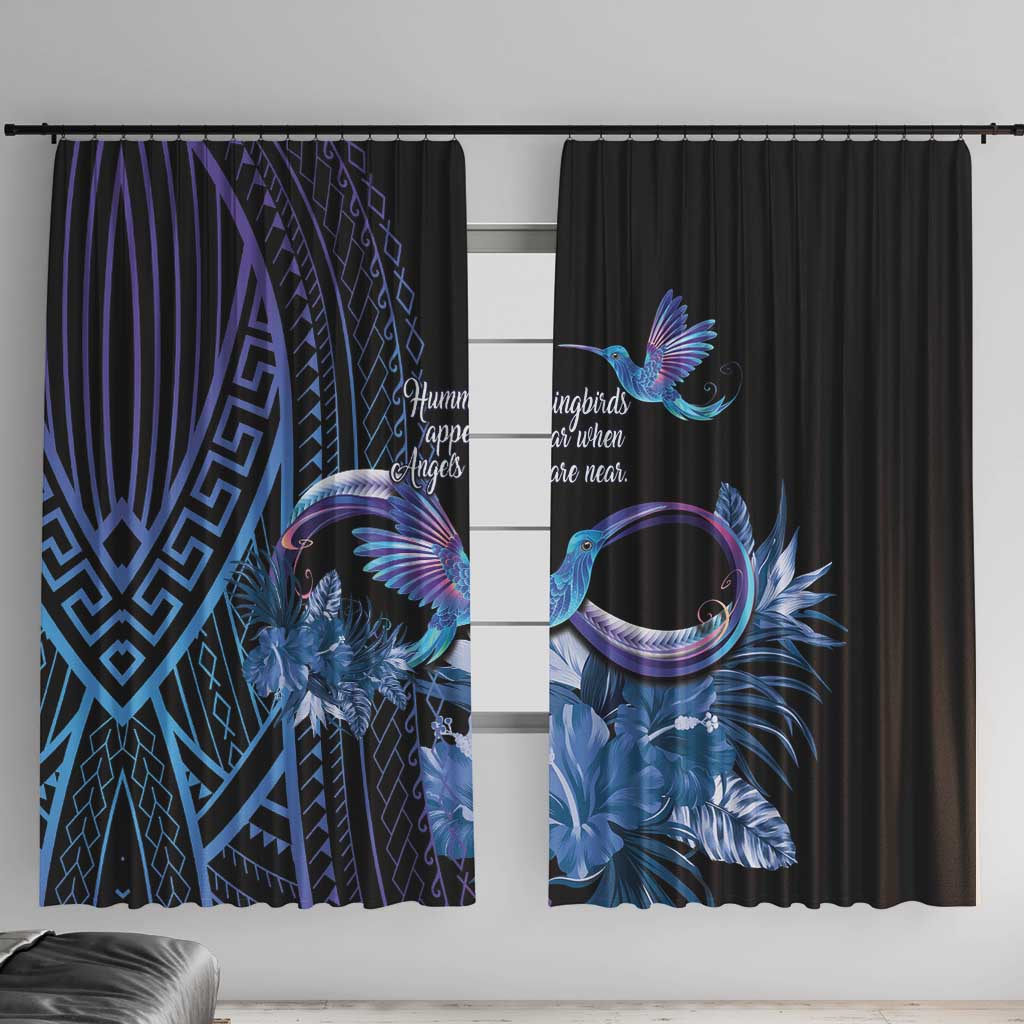Polynesian Memorial Window Curtain Hummingbirds Appear When Angels Are Near LT14 With Hooks Black - Polynesian Pride