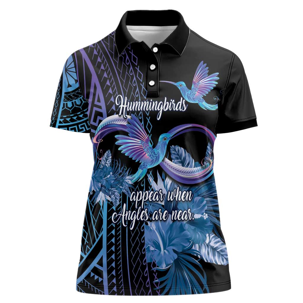 Polynesian Memorial Women Polo Shirt Hummingbirds Appear When Angels Are Near