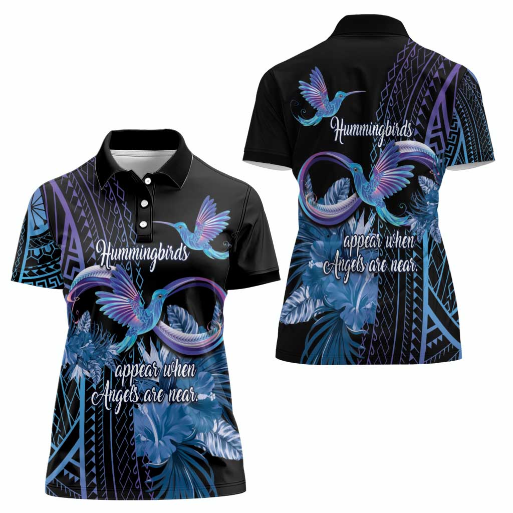 Polynesian Memorial Women Polo Shirt Hummingbirds Appear When Angels Are Near LT14