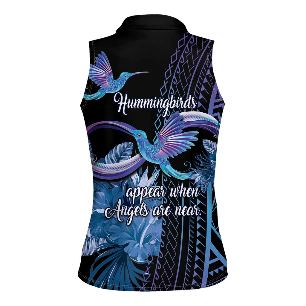 Polynesian Memorial Women Sleeveless Polo Shirt Hummingbirds Appear When Angels Are Near LT14