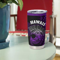 Hawaii Tumbler Cup Kakau Warrior Helmet Gradient Purple Polynesian