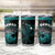 Hawaii Tumbler Cup Kakau Warrior Helmet Gradient Turquoise Polynesian