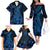 Blue Polynesia Shark Tattoo Family Matching Off Shoulder Long Sleeve Dress and Hawaiian Shirt With Polynesian Plumeria LT14 - Polynesian Pride