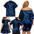 Blue Polynesia Shark Tattoo Family Matching Off Shoulder Short Dress and Hawaiian Shirt With Polynesian Plumeria LT14 - Polynesian Pride