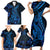 Blue Polynesia Shark Tattoo Family Matching Short Sleeve Bodycon Dress and Hawaiian Shirt With Polynesian Plumeria LT14 - Polynesian Pride