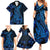 Blue Polynesia Shark Tattoo Family Matching Summer Maxi Dress and Hawaiian Shirt With Polynesian Plumeria LT14 - Polynesian Pride