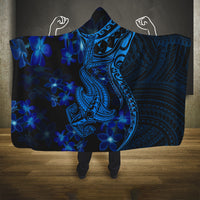 Blue Polynesia Shark Tattoo Hooded Blanket With Polynesian Plumeria LT14 One Size Blue - Polynesian Pride