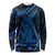 Blue Polynesia Shark Tattoo Long Sleeve Shirt With Polynesian Plumeria LT14 Unisex Blue - Polynesian Pride