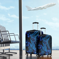 Blue Polynesia Shark Tattoo Luggage Cover With Polynesian Plumeria LT14 - Polynesian Pride