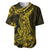 Gold Polynesia Shark Tattoo Baseball Jersey With Polynesian Plumeria LT14 Gold - Polynesian Pride