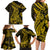 Gold Polynesia Shark Tattoo Family Matching Long Sleeve Bodycon Dress and Hawaiian Shirt With Polynesian Plumeria LT14 - Polynesian Pride