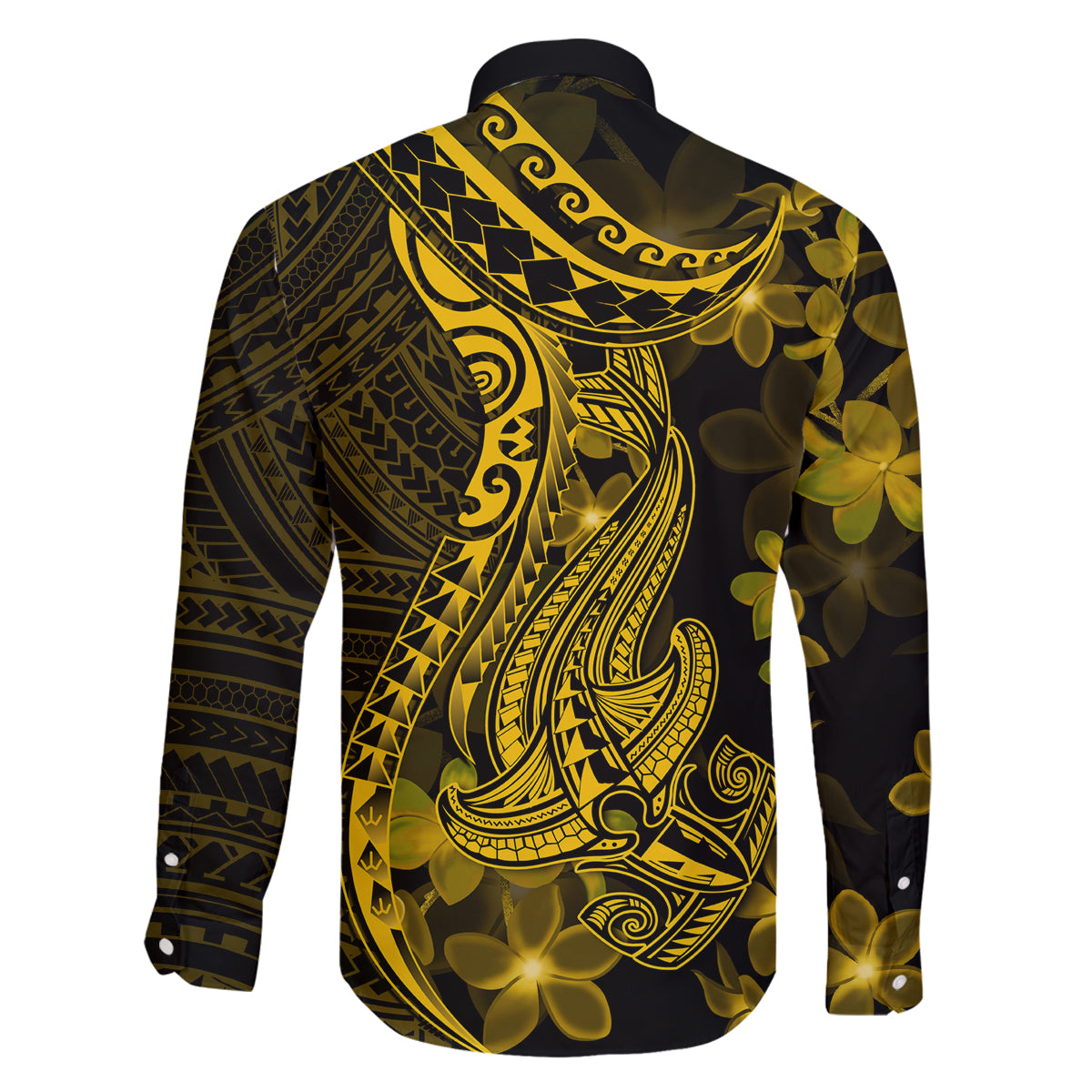 Gold Polynesia Shark Tattoo Family Matching Mermaid Dress and Hawaiian Shirt With Polynesian Plumeria LT14 - Polynesian Pride