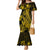 Gold Polynesia Shark Tattoo Family Matching Mermaid Dress and Hawaiian Shirt With Polynesian Plumeria LT14 Mom's Dress Gold - Polynesian Pride