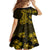 Gold Polynesia Shark Tattoo Family Matching Off Shoulder Long Sleeve Dress and Hawaiian Shirt With Polynesian Plumeria LT14 - Polynesian Pride