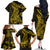 Gold Polynesia Shark Tattoo Family Matching Off Shoulder Long Sleeve Dress and Hawaiian Shirt With Polynesian Plumeria LT14 - Polynesian Pride