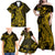 Gold Polynesia Shark Tattoo Family Matching Off Shoulder Maxi Dress and Hawaiian Shirt With Polynesian Plumeria LT14 - Polynesian Pride