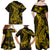 Gold Polynesia Shark Tattoo Family Matching Off Shoulder Maxi Dress and Hawaiian Shirt With Polynesian Plumeria LT14 - Polynesian Pride