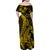 Gold Polynesia Shark Tattoo Family Matching Off Shoulder Maxi Dress and Hawaiian Shirt With Polynesian Plumeria LT14 - Polynesian Pride