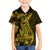 Gold Polynesia Shark Tattoo Family Matching Off Shoulder Short Dress and Hawaiian Shirt With Polynesian Plumeria LT14 Son's Shirt Gold - Polynesian Pride