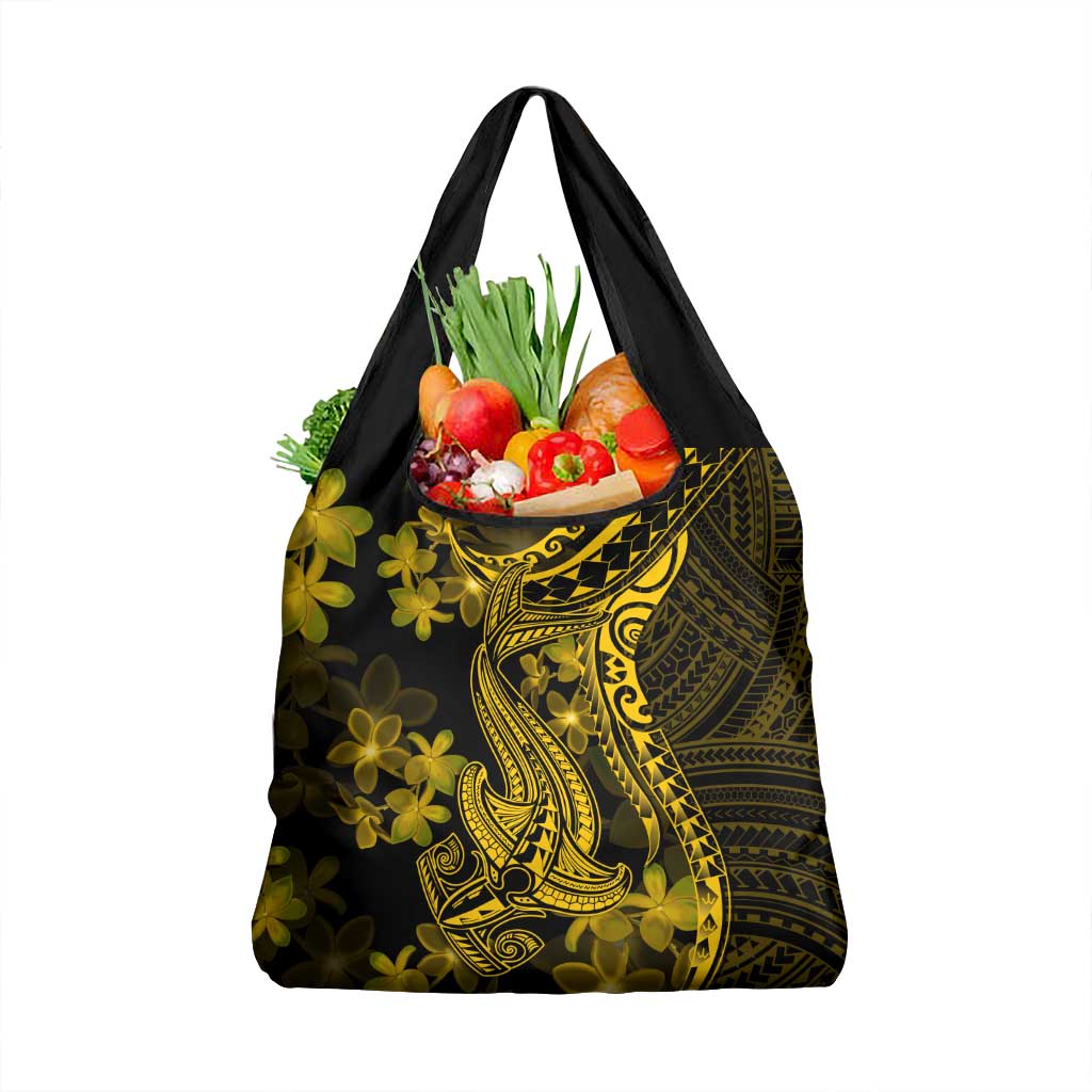 Gold Polynesia Shark Tattoo Grocery Bag With Polynesian Plumeria LT14 1-pack One Size Gold - Polynesian Pride