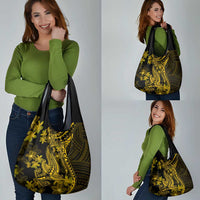 Gold Polynesia Shark Tattoo Grocery Bag With Polynesian Plumeria LT14 - Polynesian Pride