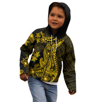 Gold Polynesia Shark Tattoo Kid Hoodie With Polynesian Plumeria LT14 - Polynesian Pride