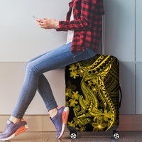 Gold Polynesia Shark Tattoo Luggage Cover With Polynesian Plumeria LT14 - Polynesian Pride