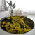 Gold Polynesia Shark Tattoo Round Carpet With Polynesian Plumeria LT14 - Polynesian Pride