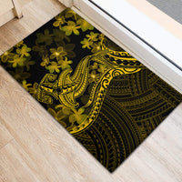 Gold Polynesia Shark Tattoo Rubber Doormat With Polynesian Plumeria LT14 - Polynesian Pride