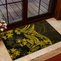 Gold Polynesia Shark Tattoo Rubber Doormat With Polynesian Plumeria LT14 - Polynesian Pride