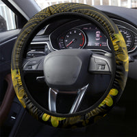 Gold Polynesia Shark Tattoo Steering Wheel Cover With Polynesian Plumeria LT14 - Polynesian Pride
