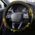 Gold Polynesia Shark Tattoo Steering Wheel Cover With Polynesian Plumeria