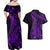 Purple Polynesia Shark Tattoo Couples Matching Off Shoulder Maxi Dress and Hawaiian Shirt With Polynesian Plumeria LT14 - Polynesian Pride