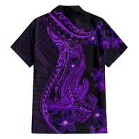 Purple Polynesia Shark Tattoo Family Matching Off Shoulder Maxi Dress and Hawaiian Shirt With Polynesian Plumeria LT14 - Polynesian Pride