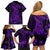 Purple Polynesia Shark Tattoo Family Matching Off Shoulder Short Dress and Hawaiian Shirt With Polynesian Plumeria LT14 - Polynesian Pride