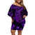 Purple Polynesia Shark Tattoo Family Matching Off Shoulder Short Dress and Hawaiian Shirt With Polynesian Plumeria LT14 Mom's Dress Purple - Polynesian Pride