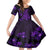 Purple Polynesia Shark Tattoo Family Matching Short Sleeve Bodycon Dress and Hawaiian Shirt With Polynesian Plumeria LT14 Daughter's Dress Purple - Polynesian Pride