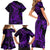 Purple Polynesia Shark Tattoo Family Matching Short Sleeve Bodycon Dress and Hawaiian Shirt With Polynesian Plumeria LT14 - Polynesian Pride