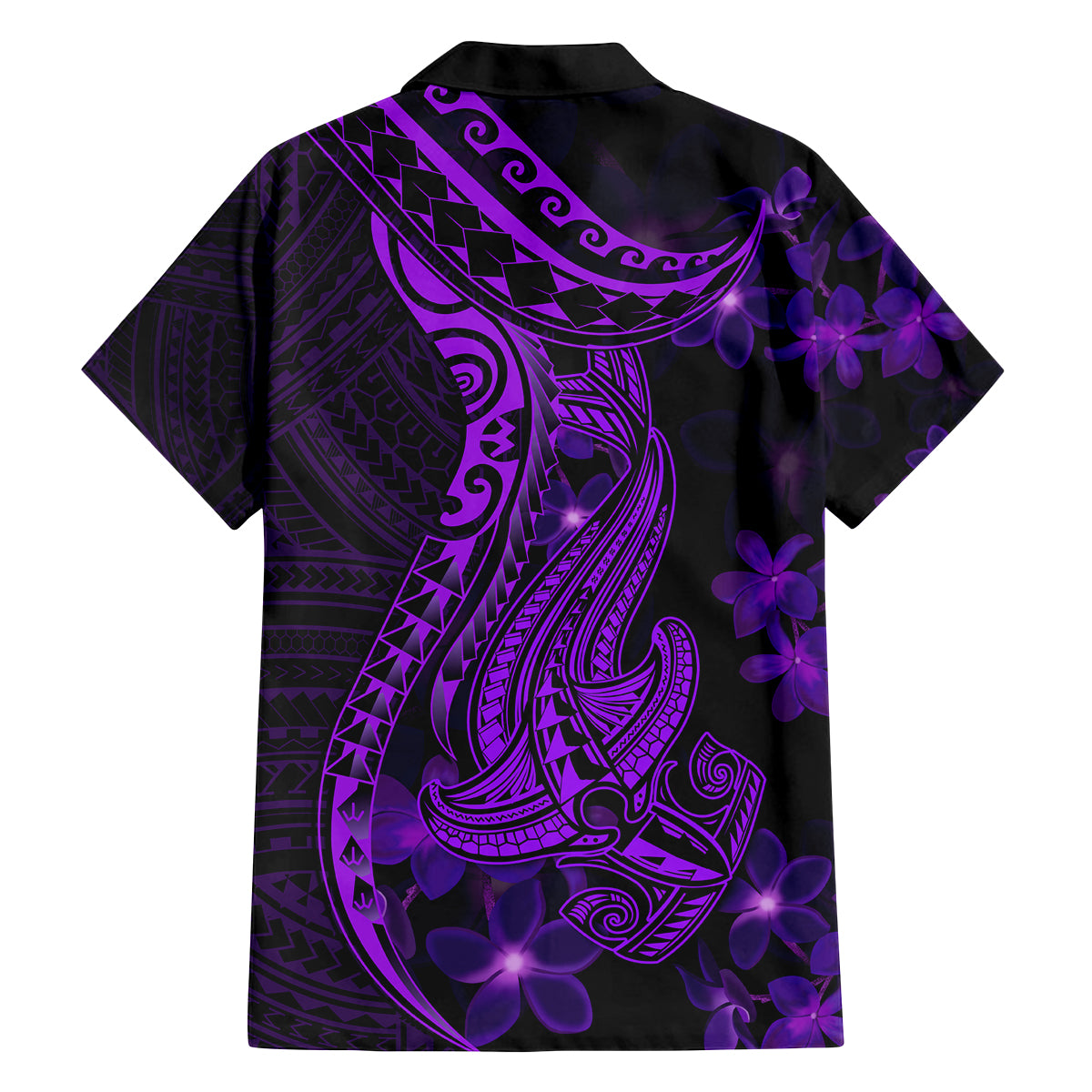 Purple Polynesia Shark Tattoo Family Matching Summer Maxi Dress and Hawaiian Shirt With Polynesian Plumeria LT14 - Polynesian Pride