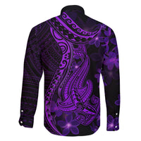 Purple Polynesia Shark Tattoo Family Matching Tank Maxi Dress and Hawaiian Shirt With Polynesian Plumeria LT14 - Polynesian Pride