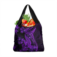 Purple Polynesia Shark Tattoo Grocery Bag With Polynesian Plumeria LT14 1-pack One Size Purple - Polynesian Pride