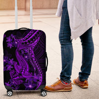 Purple Polynesia Shark Tattoo Luggage Cover With Polynesian Plumeria LT14 Purple - Polynesian Pride