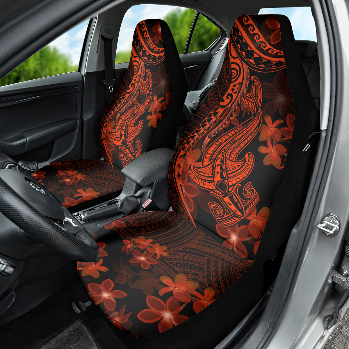 Red Polynesia Car Seat Cover Shark Tattoo With Polynesian Plumeria LT14 - Polynesian Pride