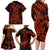 Red Polynesia Family Matching Long Sleeve Bodycon Dress and Hawaiian Shirt Shark Tattoo With Polynesian Plumeria LT14 - Polynesian Pride