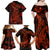 Red Polynesia Family Matching Off Shoulder Maxi Dress and Hawaiian Shirt Shark Tattoo With Polynesian Plumeria LT14 - Polynesian Pride